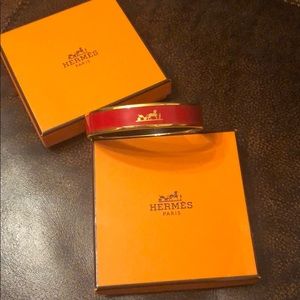 Hermès printed enamel bracelet RED & gold